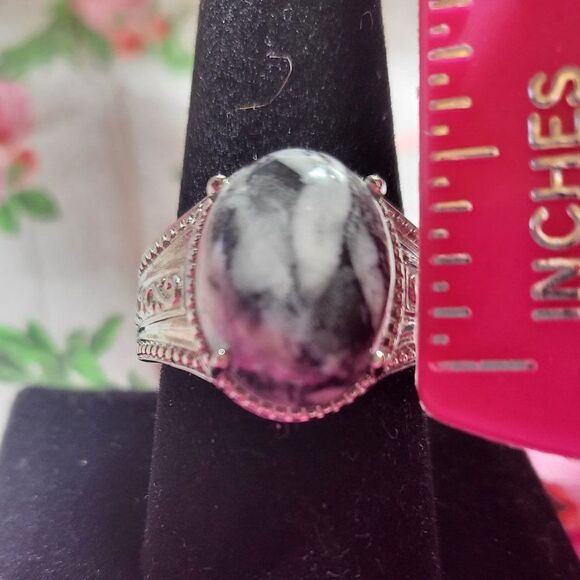 Austrian Pinolith Solitaire Stainless Steel Ring - Picture 5 of 6